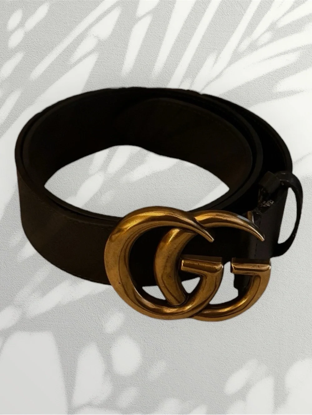 Gucci Black Leather Belt with Gold Double G Buckle